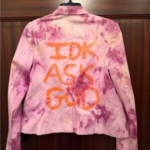 Worthington Pink Tie-Dye Blazer with Orange Back Graphic (IDK ASK GOD)